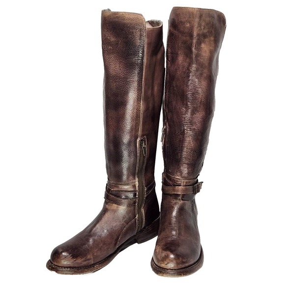 Bed Stu Tall Boot Size 8 Women's Knee High Brown Distressed Leather Bench Made - Picture 1 of 11